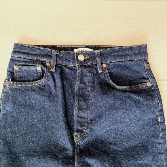 Re/Done Super High Drain Pipe Blue Jeans 28 Dark Wash High Rise Skinny Ankle Zip - Picture 4 of 14